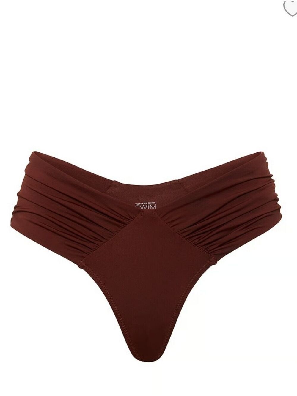 Victoria's Secret Swim Ruched Itsy Bikini Bottom Sz LG NWT Dark Chili
